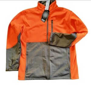 Yukon Gear Windproof Performance Jacket Safety Orange Full Zip Fleece Lined NWT